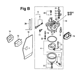 Fig-13 Diagram and Parts List for GXV160 Type N62 Honda Engine