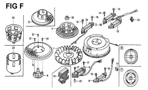Fig-9 Diagram and Parts List for GXV340K1 Type DN Honda Engine