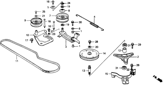 Cutter Pulley (Cd3009) Diagram and Parts List for CD3009 (Type  A)(RAF-0000001 - 9999999) Honda Lawn Tractor Accessories