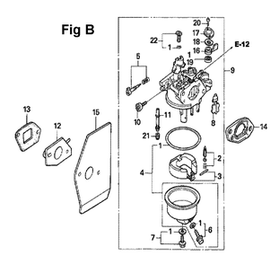 Fig-2 Diagram and Parts List for GXV160A1 Type N1AH Honda Engine