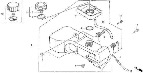 Part Location Diagram of 17620-ZE8-000 Honda Cap Assembly, Fuel Tank