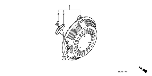 Recoil Starter Diagram and Parts List for GC190LAX (Type QHGF)(GCAAA-3723287-9999999) Honda Engine