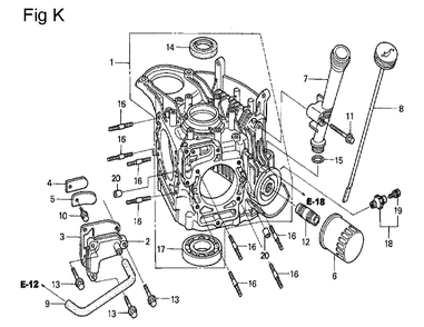 Fig-10 Diagram and Parts List for GCV530 Type DXA1 Honda Engine