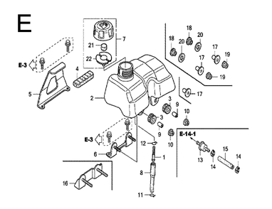 Fig-5 Diagram and Parts List for GX100 Type QBE Honda Engine