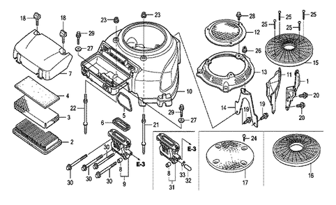 Fig-0 Diagram and Parts List for GXV520U Type QXA4 Honda Engine