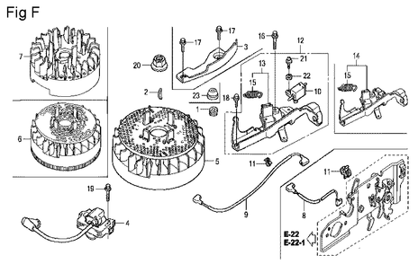 Fig-6 Diagram and Parts List for GCV160LA Type N5AF Honda Engine