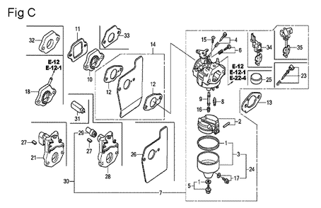 Fig-3 Diagram and Parts List for GCV160A Type NBL1 Honda Engine
