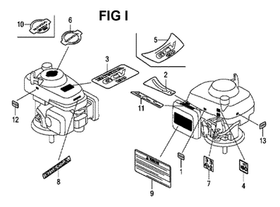 Fig-9 Diagram and Parts List for GCV190LA Type SBH Honda Engine