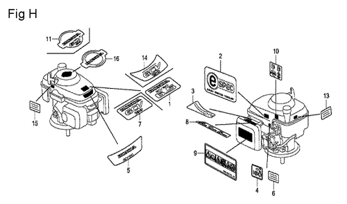 Fig-8 Diagram and Parts List for GCV190A Type BHH Honda Engine