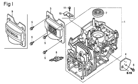 Fig-9 Diagram and Parts List for GCV190A Type N5AF Honda Engine