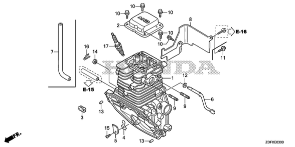 Cylinder Barrel Diagram and Parts List for GXH50UTX (Type QXB4)(GCBYT-2000001-9999999) Honda Engine