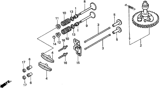 Camshaft Diagram and Parts List for H3011 (Type  SA)(MZAJ-5000001 - 6000000) Honda Lawn Mower
