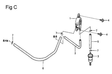 Fig-3 Diagram and Parts List for GCV530 Type QEA Honda Engine