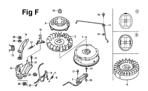 Fig-5 Diagram and Parts List for GXV120 Type N2F Honda Engine