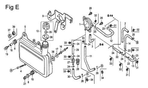 Fig-5 Diagram and Parts List for GC160 Type QHE1 Honda Engine