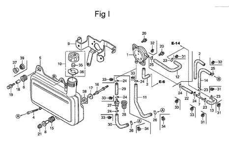 Fig-10 Diagram and Parts List for GC135 Type WKT2 Honda Engine