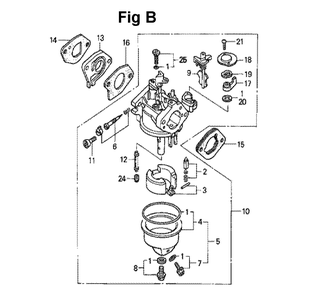 Fig-1 Diagram and Parts List for GXV140 Type A1KY Honda Engine