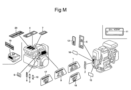 Fig-13 Diagram and Parts List for GC135 Type QHA Honda Engine