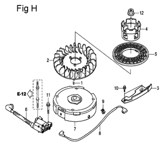 Fig-8 Diagram and Parts List for GCV190LA Type N1A Honda Engine