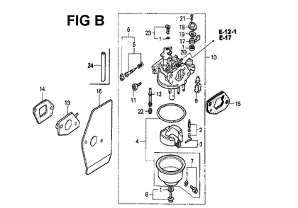 Fig-4 Diagram and Parts List for GXV160K1 Type SFY1 Honda Engine