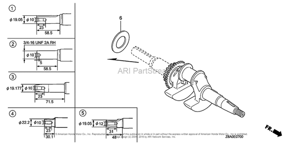 Crankshaft (1) Diagram and Parts List for GC160LA (typeQHC)(GCAHA-3599750) Honda Engine