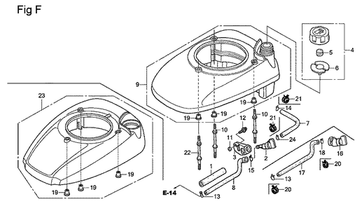 Fig-6 Diagram and Parts List for GSV190A Type S1A Honda Engine