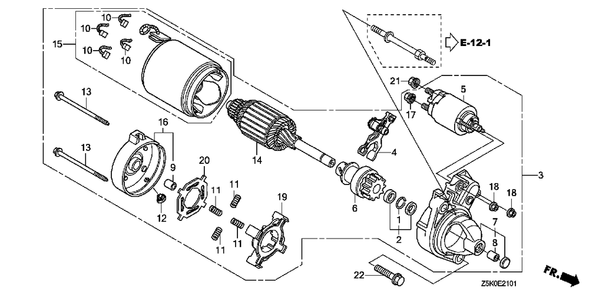Starter Motor (2) Diagram and Parts List for GX270UT2 (Type  QZXR/A)(GCBGT-2000001 - 2258490) Honda Engine