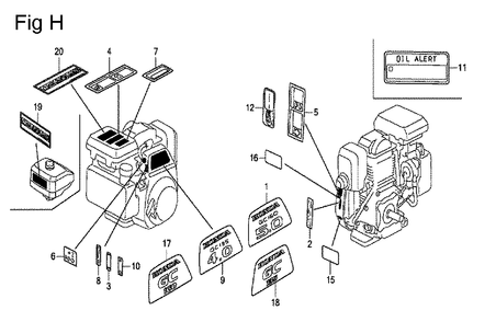 Fig-8 Diagram and Parts List for GC160 Type QHE3 Honda Engine