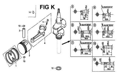 Fig-5 Diagram and Parts List for GXV160K1 Type N6 Honda Engine