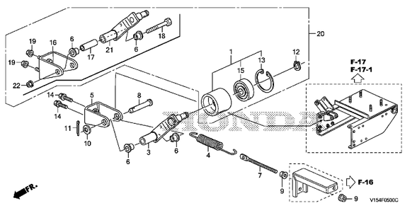 Tensioner Arm Diagram and Parts List for HSM1336IK2 (Type  ATDR)(SBCJ-5500001 - 5509999) Honda Snow Blower
