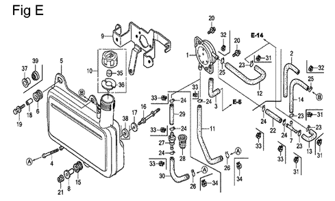 Fig-5 Diagram and Parts List for GC135 Type PXD Honda Engine