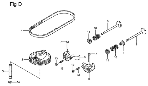 Fig-4 Diagram and Parts List for GSV190A Type A1C Honda Engine