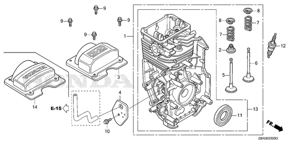 Cylinder Barrel Diagram and Parts List for GC160LAX (Type QBC)(GCAHA-6025169-9999999) Honda Engine