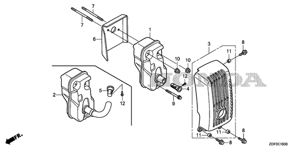 Part Location Diagram of 18350-ZDF-800 Honda Arrester, Spark