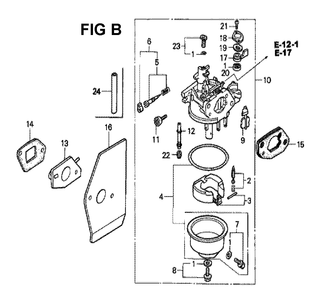 Fig-10 Diagram and Parts List for GXV160K1 Type N12 Honda Engine