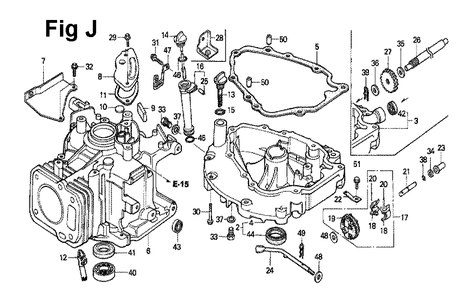 Fig-9 Diagram and Parts List for GXV120 Type N2C1 Honda Engine