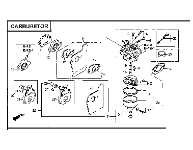 Carburetor Diagram and Parts List for GCV160-LAOS3A  Honda Engine