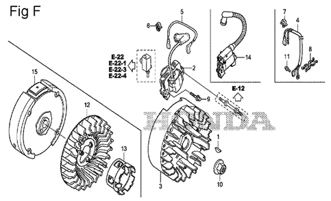 Fig-6 Diagram and Parts List for GS190A Type SBE6 Honda Engine