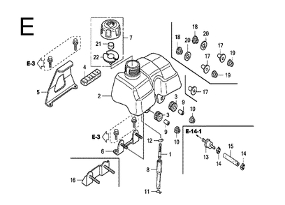 Fig-5 Diagram and Parts List for GX100 Type QA2 Honda Engine