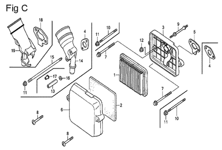 Fig-3 Diagram and Parts List for GX100U Type VEA Honda Engine