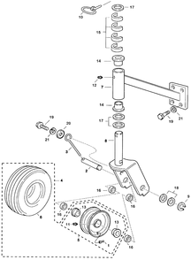 Front Caster Diagram and Parts List for CD7048K1CCD1 (Type  48)(CCD1-2000001 - 9999999) Honda Lawn Tractor Accessories