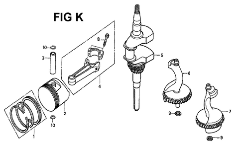 Fig-6 Diagram and Parts List for GXV340K2 Type DP2 Honda Engine