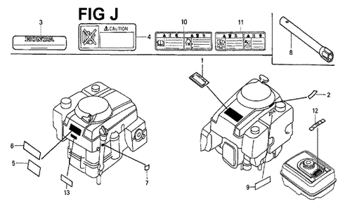 Fig-10 Diagram and Parts List for GXV340K2 Type DN Honda Engine