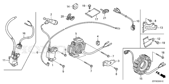 Ignition Coil (2) Diagram and Parts List for GX390UT2 (Type  QZND/A)(GCBCT-3000001 - 9999999) Honda Engine