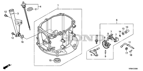 Crankcase Diagram and Parts List for HRN216 (Type  VYAA)(MANA-1000001 - 9999999) Honda Lawn Mower