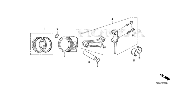 Piston Diagram and Parts List for GX390UT2 (Type  SCC/B)(GCBCT-1000001 - 3485996) Honda Engine
