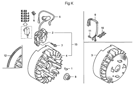 Fig-11 Diagram and Parts List for GC160A Type QHAJ Honda Engine