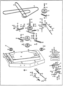 Mower Deck Drive (1000966-) Diagram and Parts List for CD7048CCD1 (Type  48)(CCD1-1000001 - 2000000) Honda Lawn Tractor Accessories