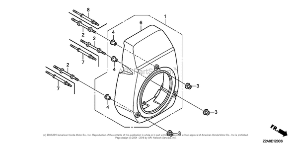 Fan Cover Diagram and Parts List for GS160LA (typeQHAF)(GCABA-1000001) Honda Engine