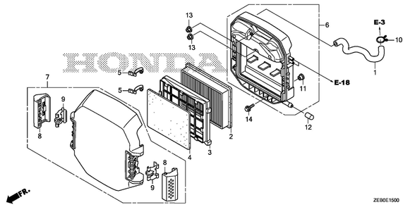 Air Cleaner Diagram and Parts List for GXV800IRH (Type QYX4)(GJALH-1000001-9999999) Honda Engine